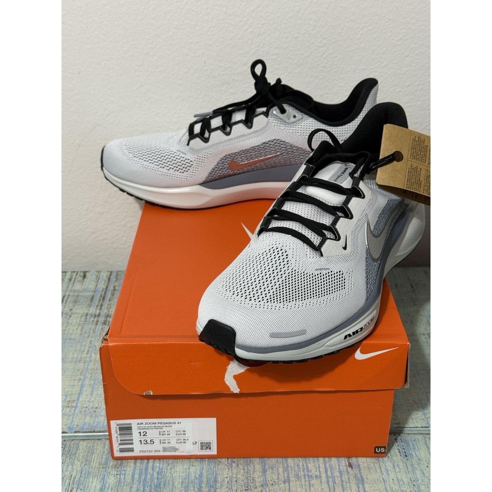 Nike Air Zoom Pegasus 41 Men's Sneakers Size 12 Photon Dust/Metallic Silver
